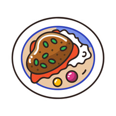 Stylized flat illustration of sandwich food on a plate