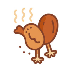 Stylized vector illustration of crispy fried chicken drumsticks
