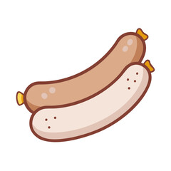 Two cartoon sausages stacked on a simple black background