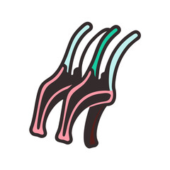 Minimalist depiction of stylized ribs against a black background