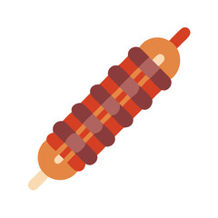 Stylized kebab skewer illustration with simple shapes against black