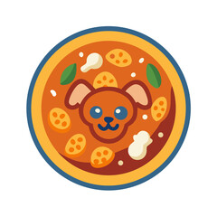 Charming dog pizza in a flat graphic style design