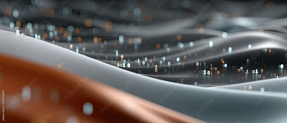 Poster flowing lines intertwine with sparkling elements, creating a dynamic, vibrant atmosphere filled with