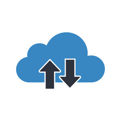 Cloud Computing Icon with Upload and Download Arrows.