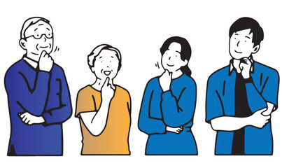 vector illustration of people thinking icon