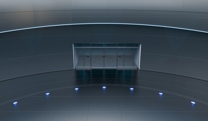 Obraz premium Round stage, curved dome, large hall, 3D illustration