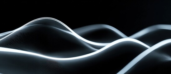 Abstract light trails forming undulating shapes