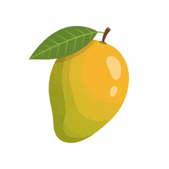 Fresh Ripe Mango Fruit with Green Leaf Isolated on White Background