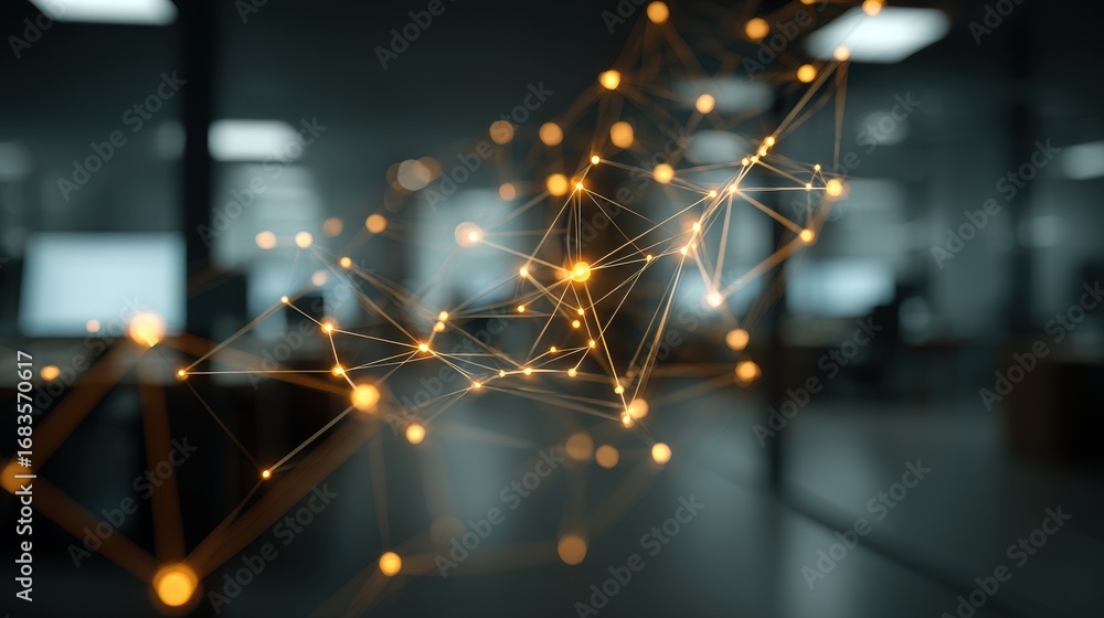 Poster api gateway distribution: luminous data cubes routing through central node