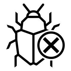 Bug icon outline vector graphic represents insect problem or software error isolated symbol
