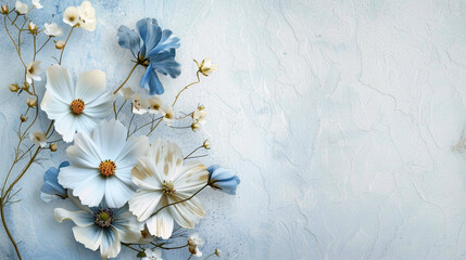 white flowers on a wooden background