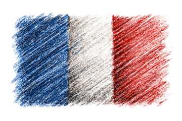 Hand-drawn crayon flag, France