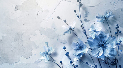 abstract blue background with flowers