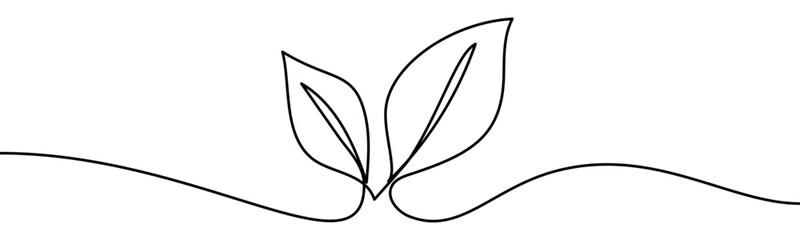 Tree leaves sign. Symbol of nature, ecology, sustainability, organic life and environmental care, vector illustration in continuous line style