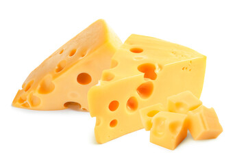Fresh cheese isolated on white, set of pieces