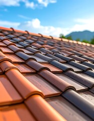 Close-up view of colorful roof tiles