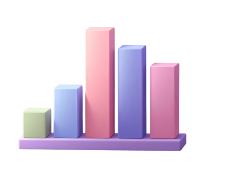 3d minimal bar chart. data analysis. bar graph icon. 3d illustration. 