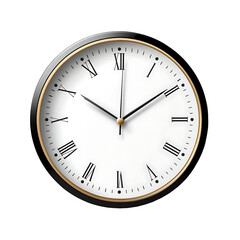 Unique Wall Clock with Mixed Numerals – Contemporary Analog Timepiece Featuring Arabic and Roman Numbers on White Dial with Black Frame  isolated on transparent background (PNG)