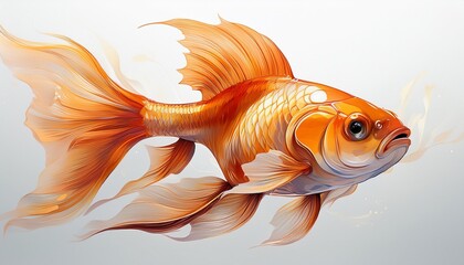 Fototapeta premium isolated orange goldfish on white background for design use