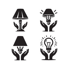 lamps vector silhouette outline logo design concept illustration