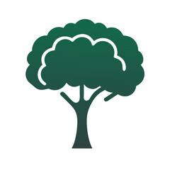 Illustration of a single tree with a full crown and sturdy trunk, symbolizing nature and environmental conservation