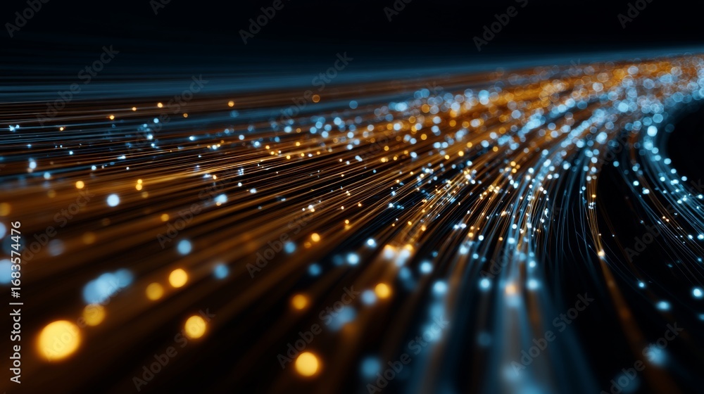 Aufkleber abstract concept of big data with glowing streams in vivid colors and depth effects for modern visua