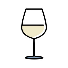 Vector art of elegant glass of white wine, a sophisticated alcoholic beverage for celebrations and parties in restaurants and bars