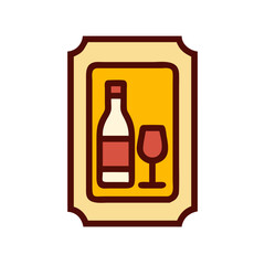 Vector art of elegant wine bottle and glass icon, perfect for representing vineyard, brand, restaurant, bar, menu, or a sophisticated touch