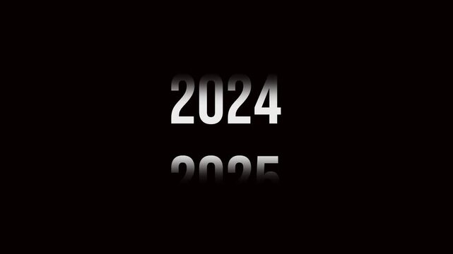 Analog counter counting up from 2000 to 2026 white color text on black background. Time-lapse speed. Happy new year eve number counter. 4K footage motion graphic video rendering.