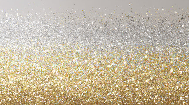 Opulent Golden and Silver Metallic Confetti Cascading as a Luxurious Premium Celebration Background, Boasting a Glossy and Reflective Sheen.