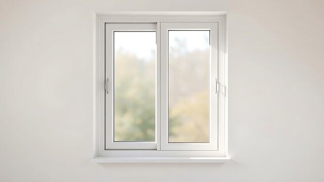 Closed window with soft natural light filtering through, minimalistic room setting.