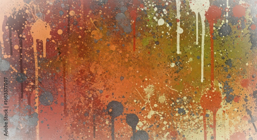 Poster a vibrant tapestry of splattered paint in an array of colorful hues, offering a dynamic visual feast