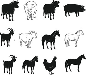 farm animals collection vector