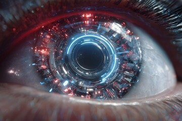 Futuristic Human Eye with Digital Interface