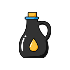 Stylized Black Oil Canister with Yellow Drop Symbol and Handle.