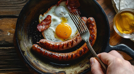 fried eggs with bacon