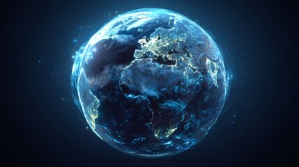 Futuristic Glowing Earth with Digital Connections Symbolizing Sustainability and Global Unity