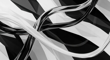 An abstract composition in black and white, a visual dance of shapes and forms that captivates with its dynamic lines and textures, drawing the eye into a world of artistic expression.