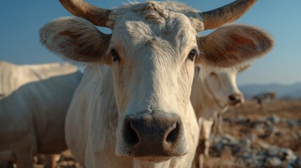 White cow portrait in natural light