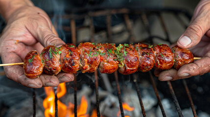 shish kebab on the grill