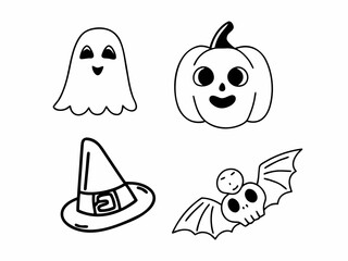 Set of funny cartoon halloween characters