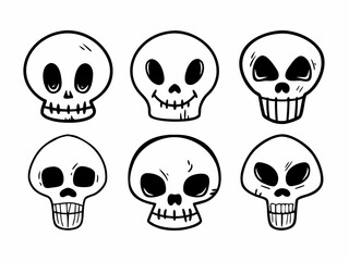 Cute skull bones set icon vector illustration
