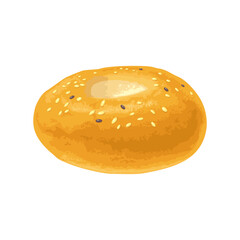 Bagel. Vector color realistic illustration. Isolated on white background. Hand drawn design element