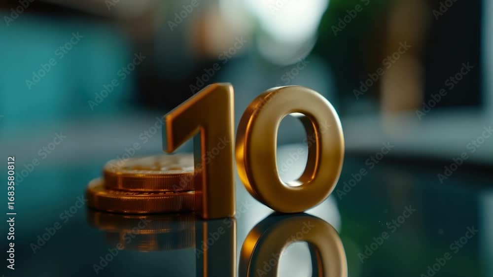 Poster a detailed view of a coin sitting on a flat surface, perfect for adding texture and interest to your