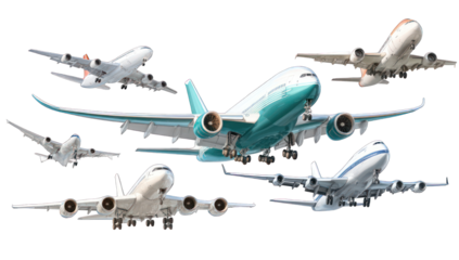 Various airplanes in flight