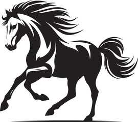 Obraz premium Majestic Black Horse Galloping Wildly with Flowing Mane