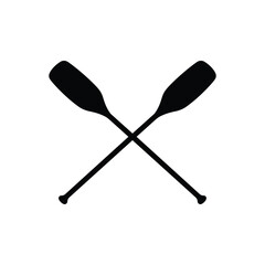 Crossed oars silhouette vector flat illustration design.