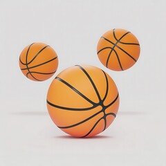 Obraz premium Three orange basketballs on a light background representing sport activity