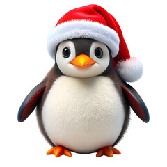 Fototapeta premium a cute penguin wearing a festive santa hat