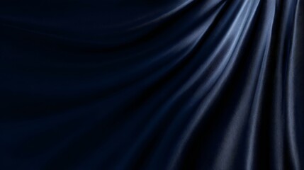 Abstract navy satin folds with glowing reflections, elegant luxury background, high-resolution wallpaper for branding and design.
